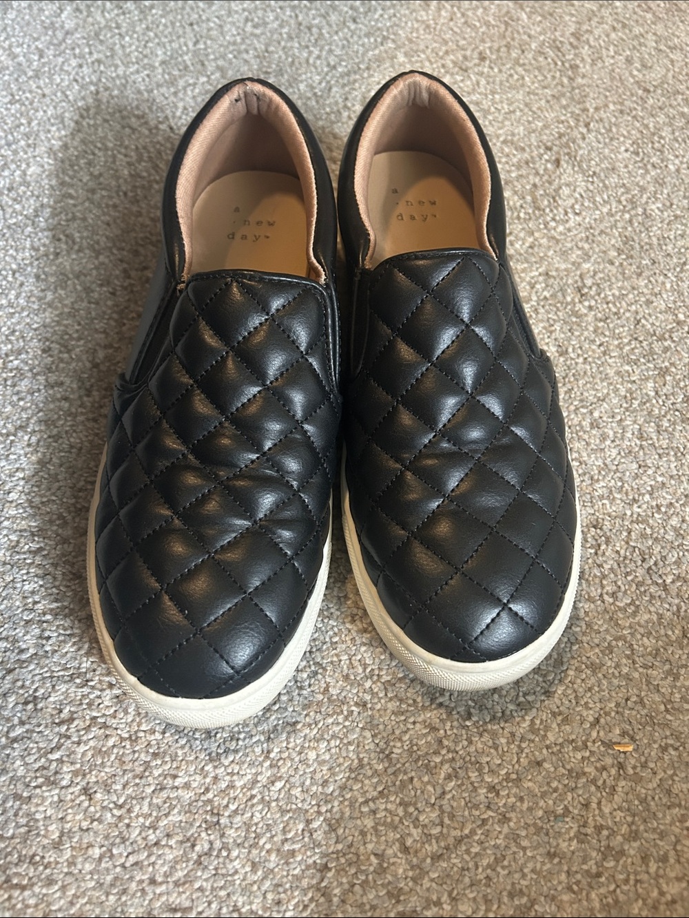 a new day Quilted Slip-On Sneakers in Black with White Sole